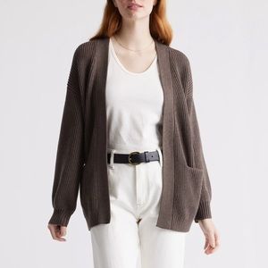 Quince Organic Cotton Oversized Cardigan - Heather Brown